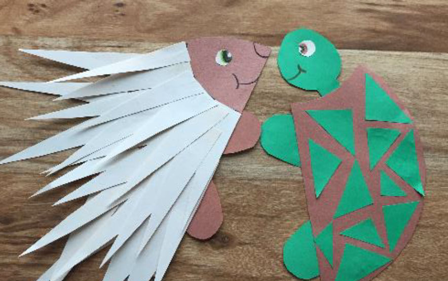 Paper Collage Hedgehog & Turtle