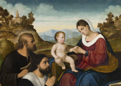 Pier Francesco Bissolo – THE HOLY FAMILY WITH A DONOR IN A LANDSCAPE