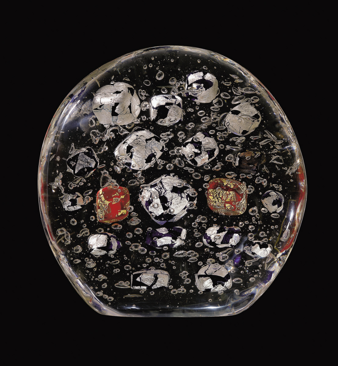 Robert Wilson (American, 1912-2000), Conglomerate, 1992, cast glass and silver leaf. Museum purchase with funds provided by the James F. Dicke Family, 1998.92